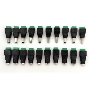 LOT of 20 DC Power Jack Adapter 5.5mm x 2.1mm Male & Female 2-Pin Screw